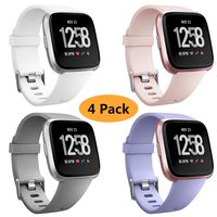 Neitooh 4 Packs Bands Compatible with Fitbit Versa/Versa 2/Fitbit Versa Lite for Women and Men, Classic Soft Silicone Sport Strap Replacement Wristband for Fitbit Versa Smart Watch