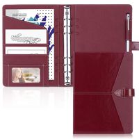Toplive Leather A5 Binder,6 Round Ring Binder Planner Notebook Cover for A5 Filler Paper(Inner Paper Not Included),Wine Red