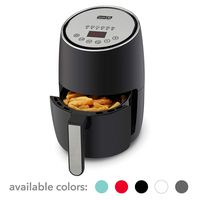 DASH Compact Electric Air Fryer + Oven Cooker with Digital Display, Temperature Control, Non Stick Fry Basket, Recipe Guide + Auto Shut Off Feature, 1.6 L, up to 2 QT, Black