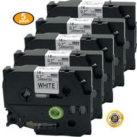 NEOUZA 5PK Compatible for Brother P-Touch Laminated TZe TZ Label Tape Cartridge 18mm x 8m (TZe-241 Black on White)