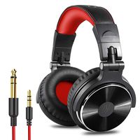 OneOdio Over Ear Headphone, Wired Bass Headsets with 50mm Driver, Foldable Lightweight Headphones with Shareport and Mic for Recording Monitoring Podcast Guitar PC TV - (Red)