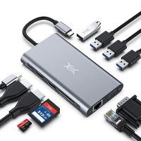 USB C Laptop Docking Station-YXwin 11 in 1 USB C Hub Triple Display for Multiple devices/4K HDMI/VGA/4USB/100W Ethernet Port/SD&TF Card/Compatible for Type C Laptops MacBook ChromeBook MateBook