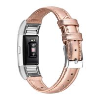 bayite Bands Compatible with Fitbit Charge 2, Slim Genuine Leather Band Replacement Accessories Strap Charge2 Women Men, Rose Gold Large