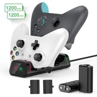 Xbox One Controller Charger, 2 × 1200mAh Xbox One Rechargeable Battery Packs High Speed Dual Xbox One/One S/One Elite Docking/Charging Station Xbox Wireless Controllers Batteries Charge Kit