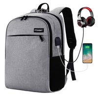 Slim Laptop Backpack, Business Travel Backpack with USB Charging Port Fits for 15.6 inch Laptop & Notebook (Grey w/Lock)