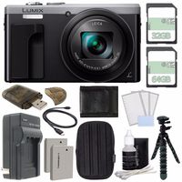 Panasonic Lumix DMC-ZS60 Digital Camera (Silver) + 32GB + 64GB + Battery + Small Carrying Case + Charger + HDMI Cable + Card Reader + Small Tripod Bundle 3