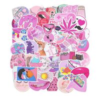 50 PCS Girl Cute Lovely Laptop Stickers Pink Decorative-Stickers for Water Bottles Phone Sticker Decal,Trendy Stickers for Teens,Girls