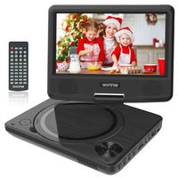 WONNIE 9.5 inch Portable DVD Player for Kids, Travel DVD CD Player for Car, with 7.5 inch Swivel Screen, Remote Control, USB / SD Card Reader ( Black)