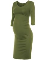 Peauty Maternity Dress, Army Green (3/4 Sleeve) M
