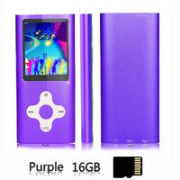 Ploveyy MP3 Player MP4 Player Including a 16GB Micro SD Card,extensible 64 GB,Mini USB Port 1.8 LCD, with Photo Viewer, E-Book Reader, Voice Recorder & FM Radio,Video/Media/Music Player (Purple)