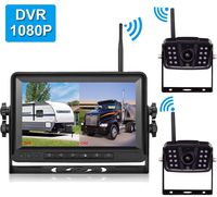 LeeKooLuu 2020 DVR Digital Wireless Rear View 2 Cameras FHD 1080P and 7'' Monitor Super Night Vision High-Speed Observation System IP69K Waterproof for RVs/Trailers/Motorhome/5th Wheels/Campers