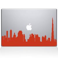 The Decal Guru 2302-MAC-13P-P Dubai City Skyline Decal Vinyl Sticker, 13" MacBook Pro (2015 & Older), Orange