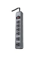 Woods 41546 Metal Surge Protector with 6 Outlets Lighted Circuit Breaker Switch, 900J of Protection, 3 Foot Cord, Dark Gray