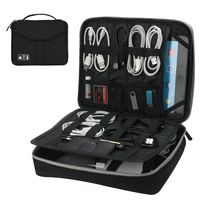 Electronics Organizer, Vivefox Double Layer Travel Bag Accessories Cable Organizer for Cords, USB Cable, SD Cards, Hard Drive, Power Bank, E-Book Kindle, iPad and More (Medium, Black)