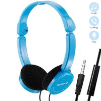 Over Ear Headphones Wired Lightweight Stereo Headset Adjustable Headband Headsets Kids Headphones with Mic 3.5mm Foldable Earphone for Men Women Kids Boys Girls Adult Child Phones iPad Laptop Mp3 Mp4