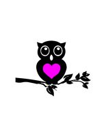 Owl Heart / Decal Is White/ Pink