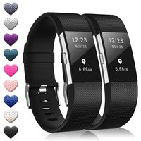 TreasureMax with Fitbit Charge 2 Bands for Women Men(2 Pack),Adjustable Soft Silicone Sports Replacement Fitbit Charge 2 hr Bands,Small/Large