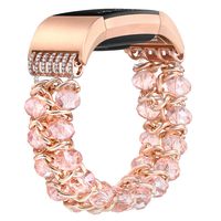 fastgo Compatible for Fitbit Charge 2 Bands, Elastic Crystal Beads Classy Dressy Bracelet Band Sport Compatible for Charge 2 Wrist Band for Women and Girls(Crystal Pink)