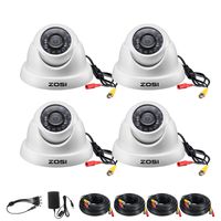 ZOSI 4 Pack 1080p Dome Camera Outdoor Indoor (Hybrid 4-in-1 HD-CVI/TVI/AHD/960H Analog CVBS),2.0MP (1920TVL) FHD Day Night Weatherproof Security CCTV Camera Kit,Night Vision Up to 65FT(20M)