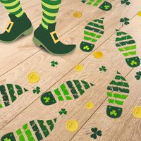 D-FantiX St. Patrick's Day Decorations,12 Sheet/ 252Pcs Leprechaun Footprints Floor Decal Stickers Shamrock Gold Coin Decals Removable Wall Sticker Window Clings for Party Favors Supplies