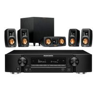 Marantz NR1609 7.2 Channel Slim Network AV Receiver Bundle with Klipsch Reference Theater Pack 5.1 Surround System - Black