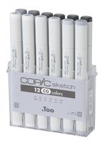 Copic Markers 12-Piece Sketch Set, Cool Gray
