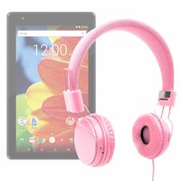 DURAGADGET Ultra-Stylish Pink Kids Headphones with Microphone - Suitable for The RCA Voyager 7"