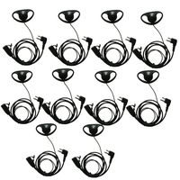 2 Pin Earpiece and mic, Lsgoodcare D Shape Ear Hook Headset Earphone PTT Compatible for Motorola Two Way Radio CP100 CLS1410 CLS1110 GP2000 Security Walkie Talkie, Pack of 10