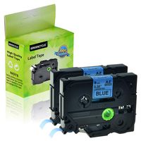 GREENCYCLE 2 Pack Compatible for TZ 521 TZE521 Labeling Tape for P-Touch Label Maker, Black On Blue, 9mm (0.35")