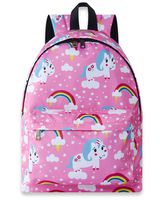 Funnycokid Kids Christmas Unicorn Backpacks Back to School Bags Child Water-resistant Rucksack Lightweight Canvas Daypacks Bookbags with Bottle Side Pockets
