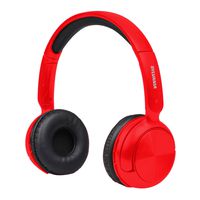 Sylvania SBT235-Red Bluetooth Wireless Headphones with Microphone, Red (Renewed)