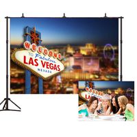 Night Las Vegas Sign Background Props 7x5ft Classical Vacation Sign Las Vegas Photography Backdrop Photo Studio 2.1×1.5m EY006