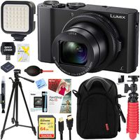 Panasonic LUMIX LX10 20.1 MP 3X F/1.4-2.8 Leica DC Optical Zoom Digital Camera Black Bundle with 64GB Memory Card, Battery, LED Light, Cable, Bag, Mini Tripod, 60 Inch Tripod and Paintshop Pro 2018