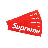 5 Pack Large Sticker 7.5 X 2.3 INCH, Classic Box Logo Decal Waterproof White Red for Water Bottle Laptop Luggage Kids