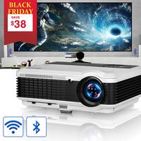 EUG LCD Wireless WiFi HD Projector WXGA Native 4600 Lumens, Bluetooth, Android, 1080P Supoport, LED Multimedia Smart Home Projectors Outdoor Movie Entertainment, Compatible with iPhone TV Stick DVD PC