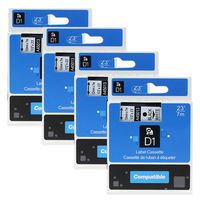 4 Pack Compatible DYMO D1 Label Cassette 45013 S0720530 Label Maker Tape Black on White 1/2 Inch x 23 Feet