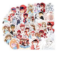 Bowinr 50pcs Japanese Anime Car Stickers, Cartoon Bumper Stickers for Laptop, Car, Luggage, Skateboard and More (Cells at Work)