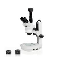 Vision Scientific VS-2FZ-5N Trinocular Zoom Stereo Microscope, 0.7X-4.5X Zoom Range, 3.5X-90x Magnification Range, 0.5X & 2X Auxiliary Lens, Dual LED, 5.0MP Digital Eyepiece Camera