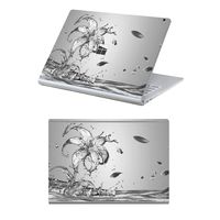MasiBloom Top & Bottom Sticker Decal for 13" Microsoft Surface Book 2 (2017 Released) 13.5 inch Protective Laptop Cover Skin (for 13.5" Surface Book 2, Lily on Water Grey)