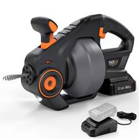 Drain Snake, TACKLIFE 25Ft 20 Volt Max Automatic Cordless Plumbing Snake for 3/4" to 3" Pipes, With Replaceable Heat Treated Flexible Shaft, Ideal Snake Sink Clog Pipe Cleaner Power Tool - HGDDC1A