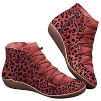 Women's Ankle Boots Ladies Leather Retro Lace up Side Zip Vintage Booties Flat Heel Arch Support Shoes