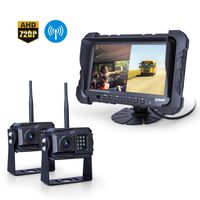 Yuwei Digital Wireless Backup Camera System, Dual HD 720P Camera Wireless RV Backup System with Infrared Night Vision and Wide Viewing Angles, 7inch Wireless Monitor Split Screen for Trailer, RVs, Ca