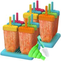 Ozera Reusable Popsicle Molds Ice Pop Molds Maker - Set of 12 - With Silicone Funnel & Cleaning Brush - Mixed Colors