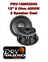 (2) 12" PRV 12MR2000 Audio Full Mid Range Bass 4000W 8-Ohm Woofer Speaker Pair