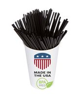 Coffee Stir Sticks, Plastic Stirrers: USA Made, BPA Free: Cocktail Straws, 5.25 Inches, Black, 1000 Count