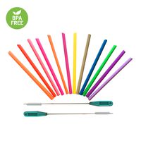 LALCO Reusable BPA Free Food-Grade Silicone Straws for Babies, Toddlers & Kids, 12pcs Non-Toxic Soft & Short Silicone to Prevent Hurting Mouth for Take & Toss Spill Proof Cups & Tumblers