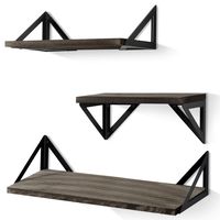BAYKA Floating Shelves Wall Mounted, Rustic Wood Wall Shelves Set of 3 for Bedroom, Bathroom, Living Room, Kitchen (Grey)