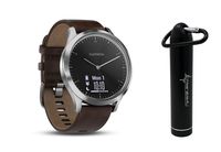 Garmin Vivomove HR Multi Sport Hybrid Smartwatch with Wearable4U Compact Power Bank Bundle (L: 148-215 mm, Premium, Black/Silver)