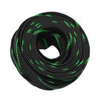 30ft PET Expandable Sleeving Flexo Wire Cable Sleeve (3/5", Green&Black)