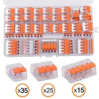 HTCELLE Lever Nuts,75 Pcs Wire Connector Assortment Pack Compact Splicing Connector Lever Nut Kit for Electrical Wires Solid Stranded Flexible Wires A221-412 A221-413 A221-415